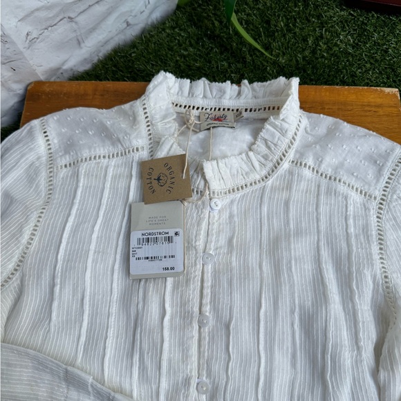 FAHERTY Willa Top - White Women size XS long sleeve button down $158.00* New WT - Picture 9 of 12